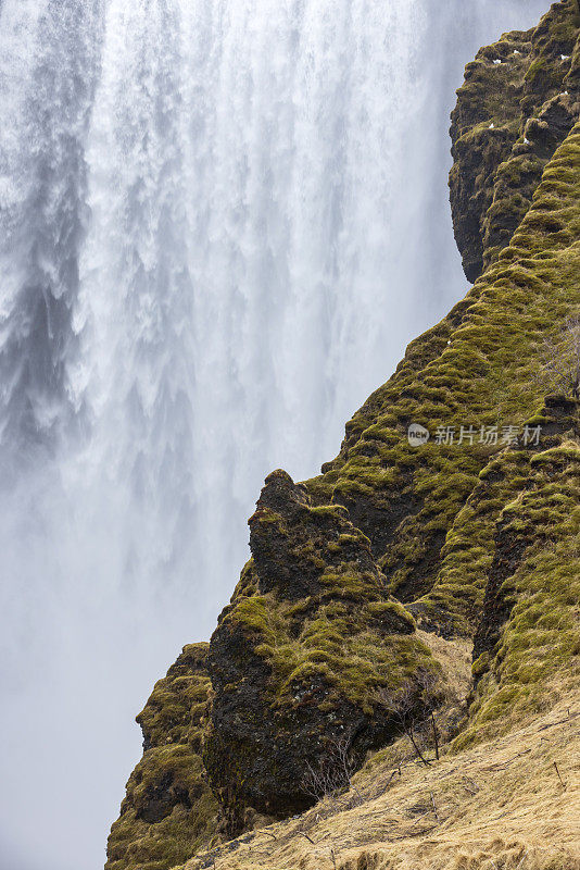 Skógafoss waterfall, in southern Iceland, is 60 meters high. It is one of the largest waterfalls in the country